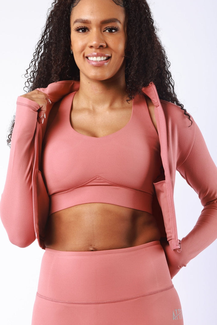 Athletic Women's Jacket With Pockets In Withered Rose - attivousa Free Shipping over $75 Womens Activewear Attivo