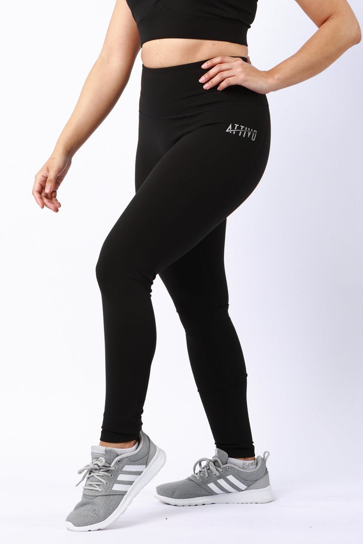 Athletic Women's Leggings No Pockets In Black - attivousa Free Shipping over $75 Womens Activewear Attivo