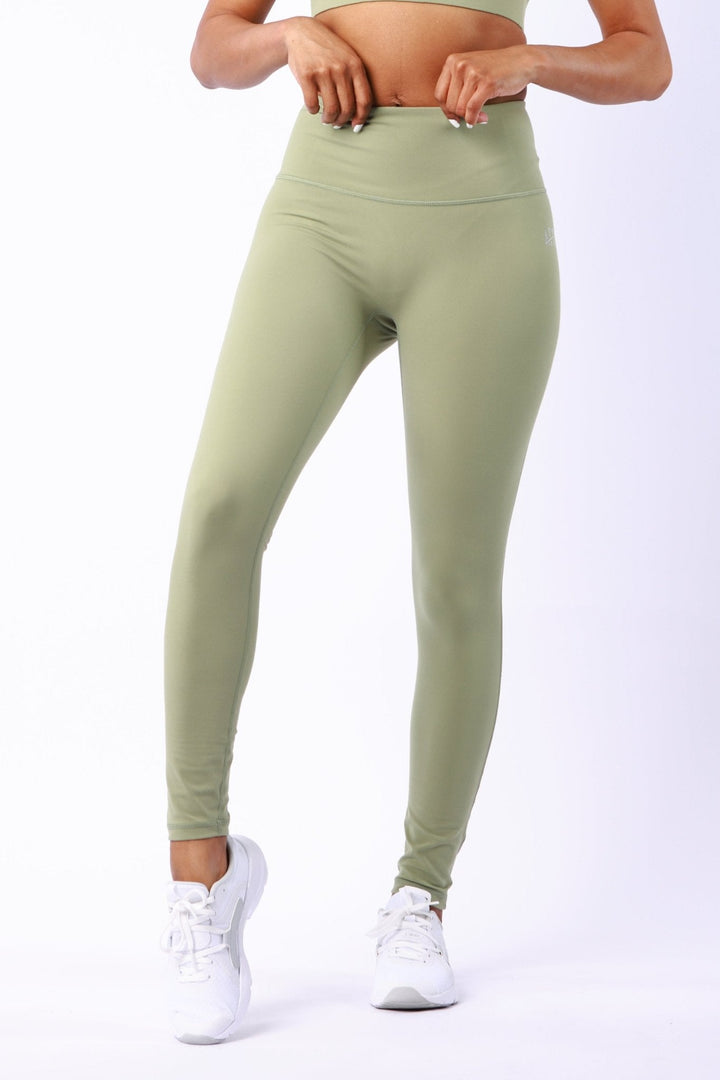 Athletic Women's Leggings No Pockets In Oil Green - attivousa Free Shipping over $75 Womens Activewear Attivo