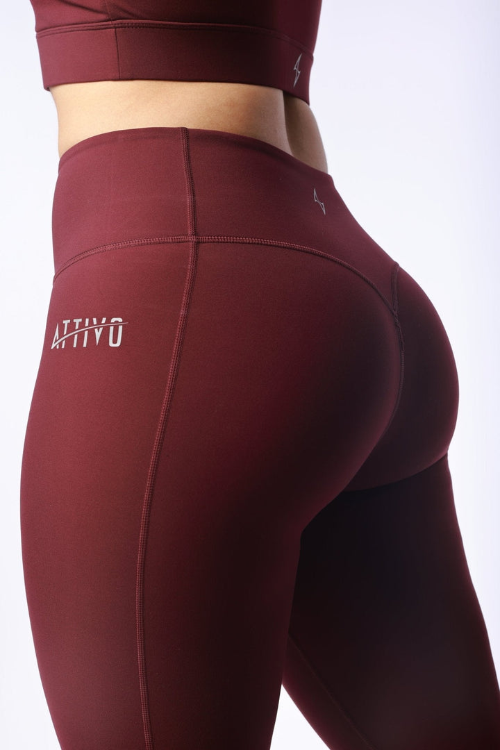 Athletic Women's Leggings No Pockets In Wine Tasting - attivousa Free Shipping over $75 Womens Activewear Attivo