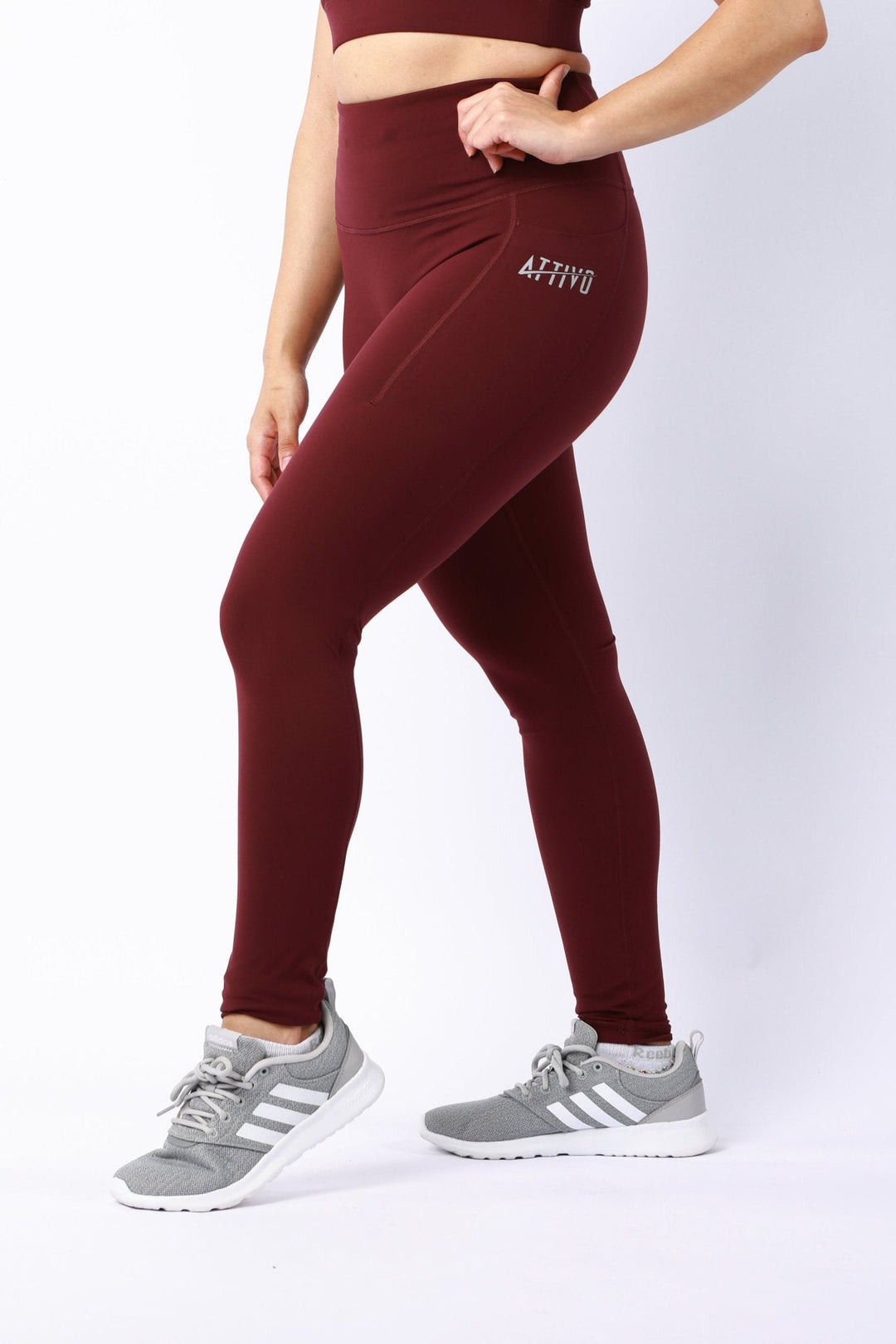 Athletic Women's Leggings With Pockets In Wine Tasting - attivousa Free Shipping over $75 Womens Activewear Attivo
