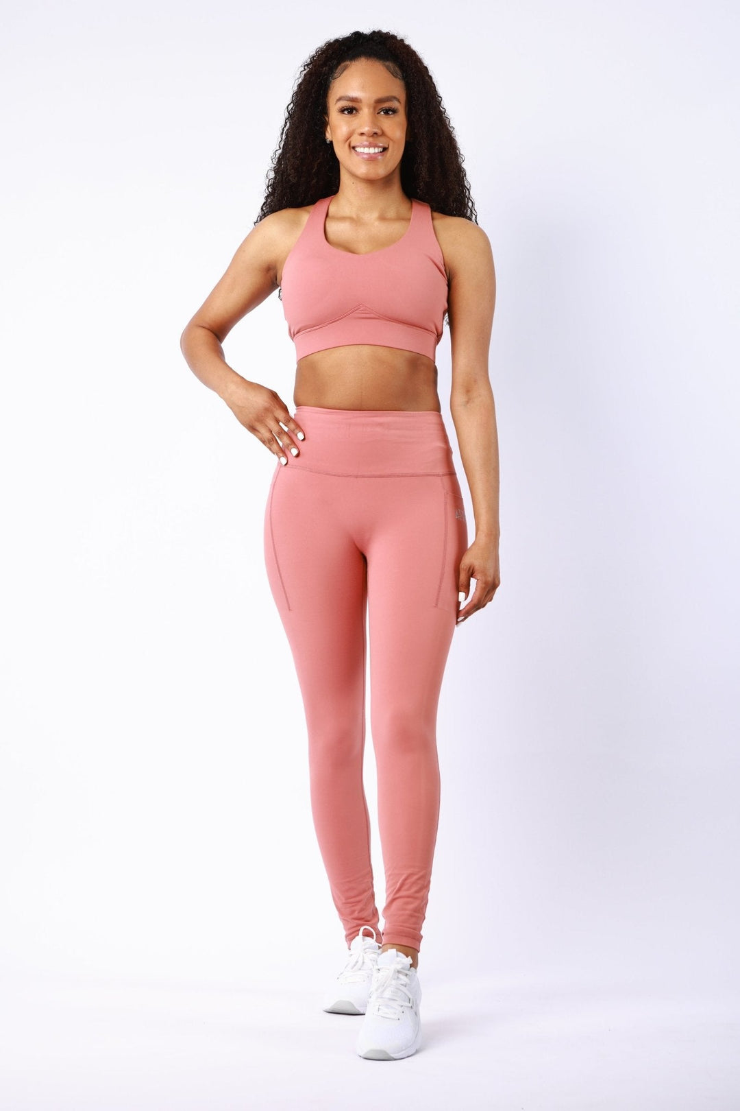 Athletic Women's Leggings With Pockets In Withered Rose - attivousa Free Shipping over $75 Womens Activewear Attivo
