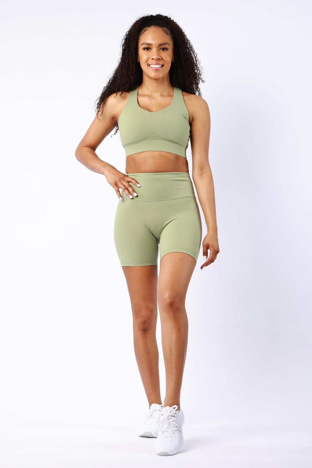 Athletic Women's Shorts With No Pockets In Oil Green - attivousa Free Shipping over $75 Womens Activewear Attivo