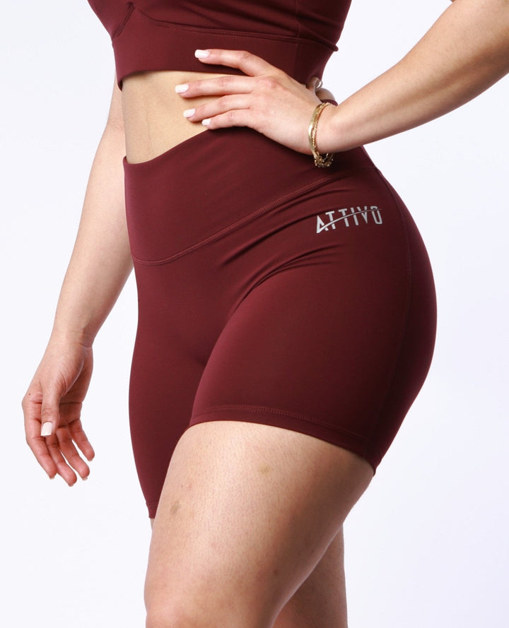 Athletic Women's Shorts With No Pockets In Winetasting - attivousa Free Shipping over $75 Womens Activewear Attivo