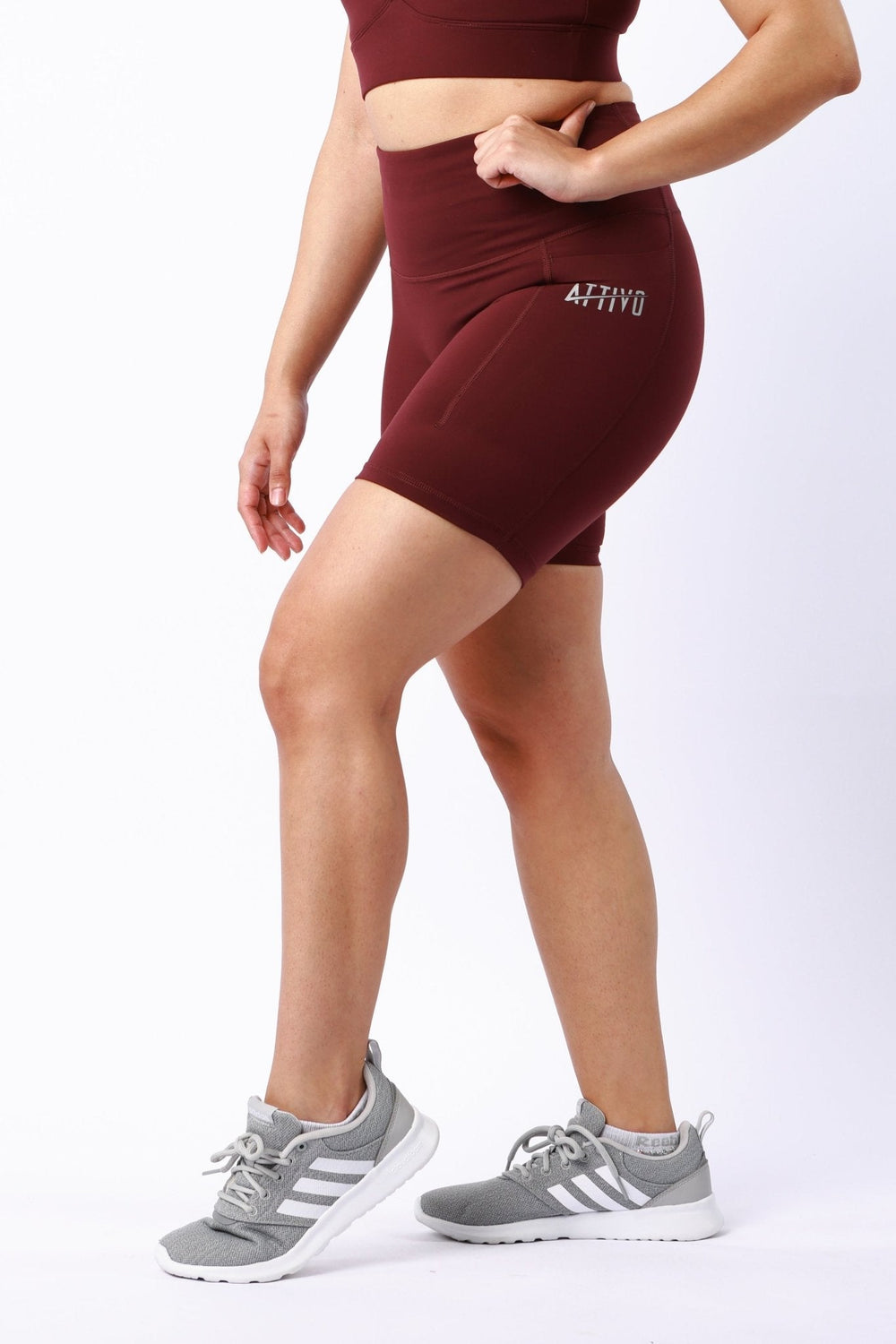 Athletic Women's Shorts With Pockets In Winetasting - attivousa Free Shipping over $75 Womens Activewear Attivo