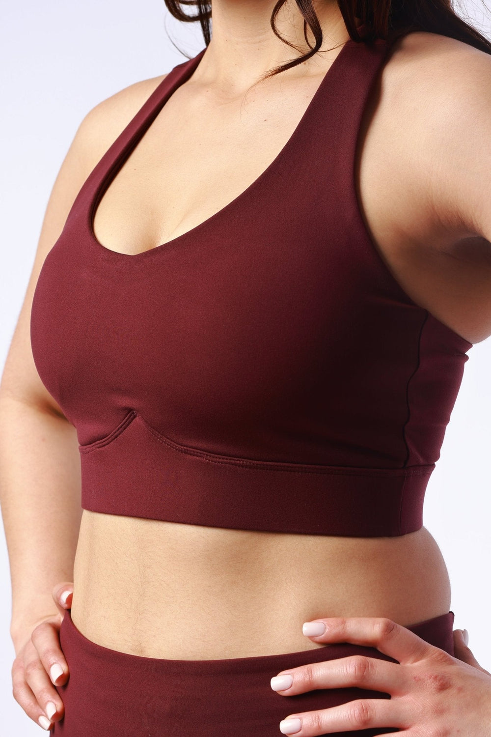 Athletic Women's V Racer Back Bra In Winetasting - attivousa Free Shipping over $75 Womens Activewear Attivo