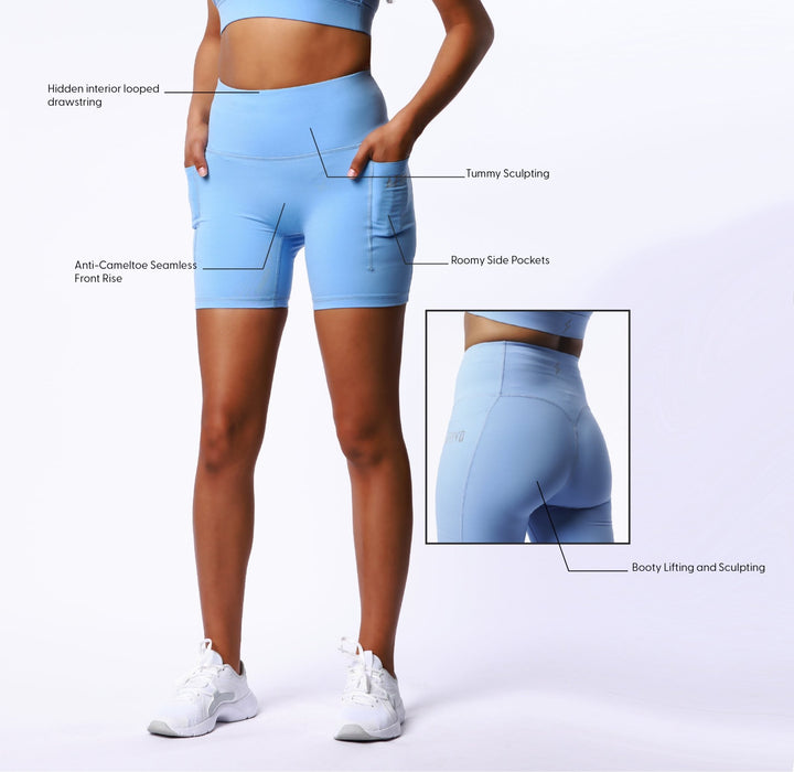 Athletic Women's Shorts With Pockets In Azurine - attivousa Free Shipping over $75 Womens Activewear Attivo