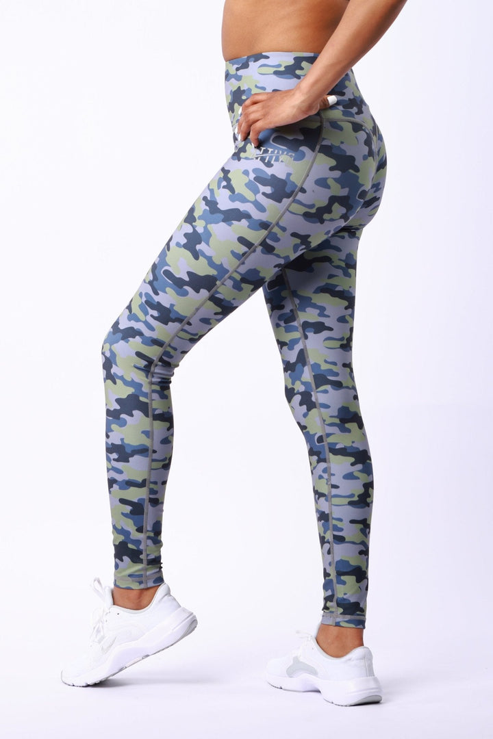 Athletic Women's Leggings No Pockets In Camo - attivousa Free Shipping over $75 Womens Activewear Attivo