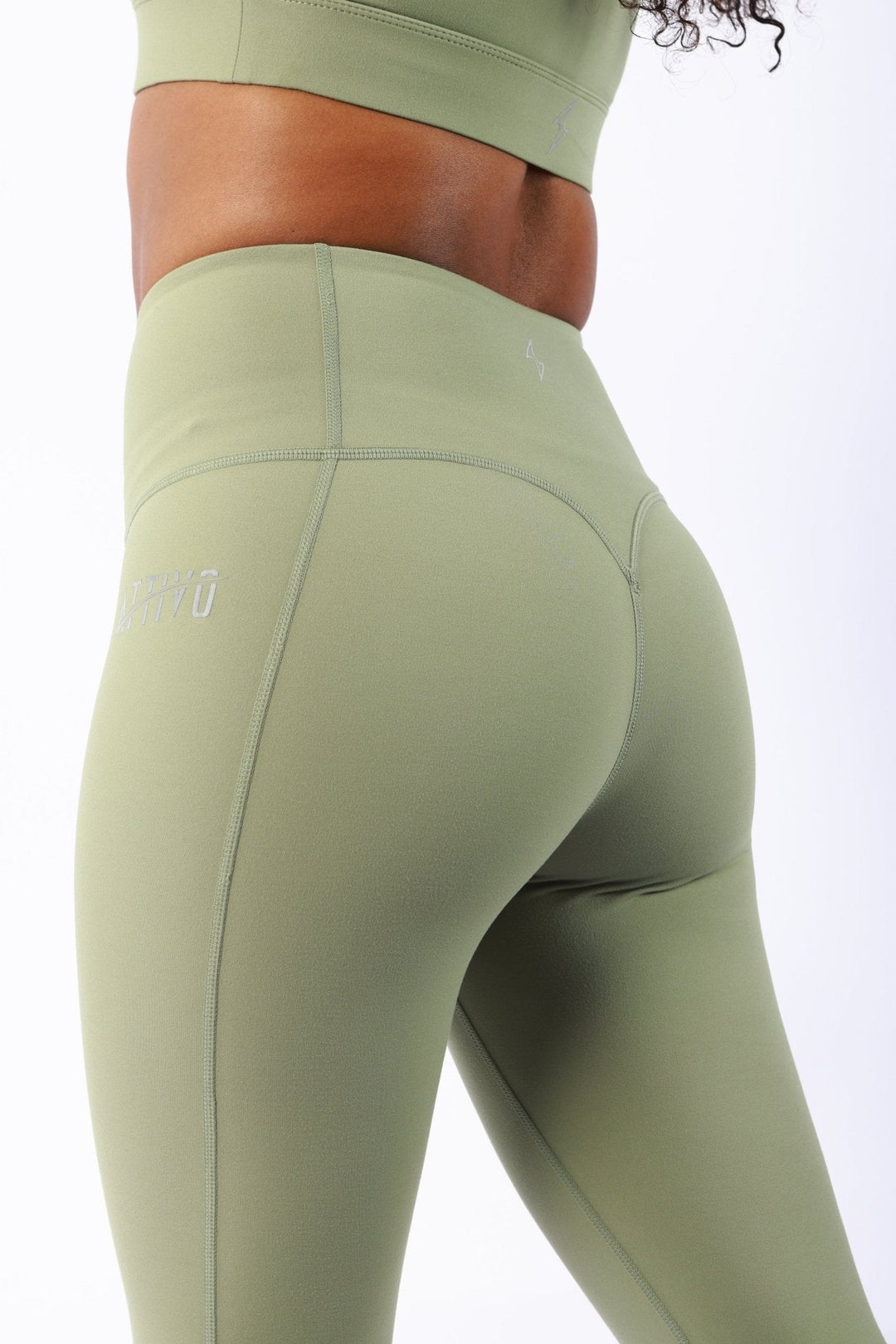 Athletic Women's Leggings No Pockets In Oil Green - attivousa Free Shipping over $75 Womens Activewear Attivo