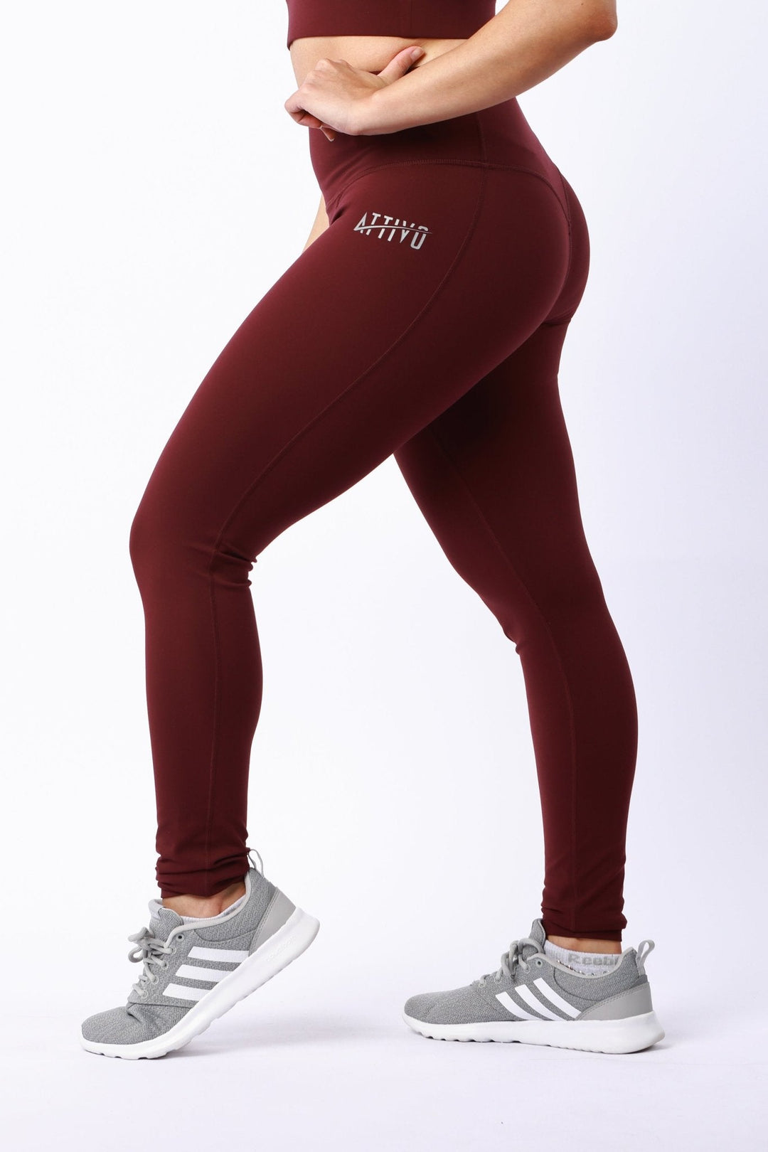 Athletic Women's Leggings No Pockets In Wine Tasting - attivousa Free Shipping over $75 Womens Activewear Attivo