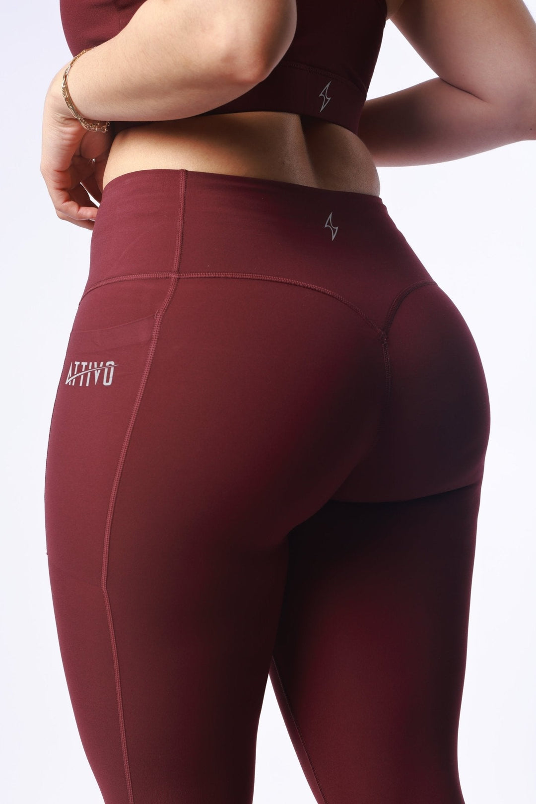 Athletic Women's Leggings With Pockets In Wine Tasting - attivousa Free Shipping over $75 Womens Activewear Attivo