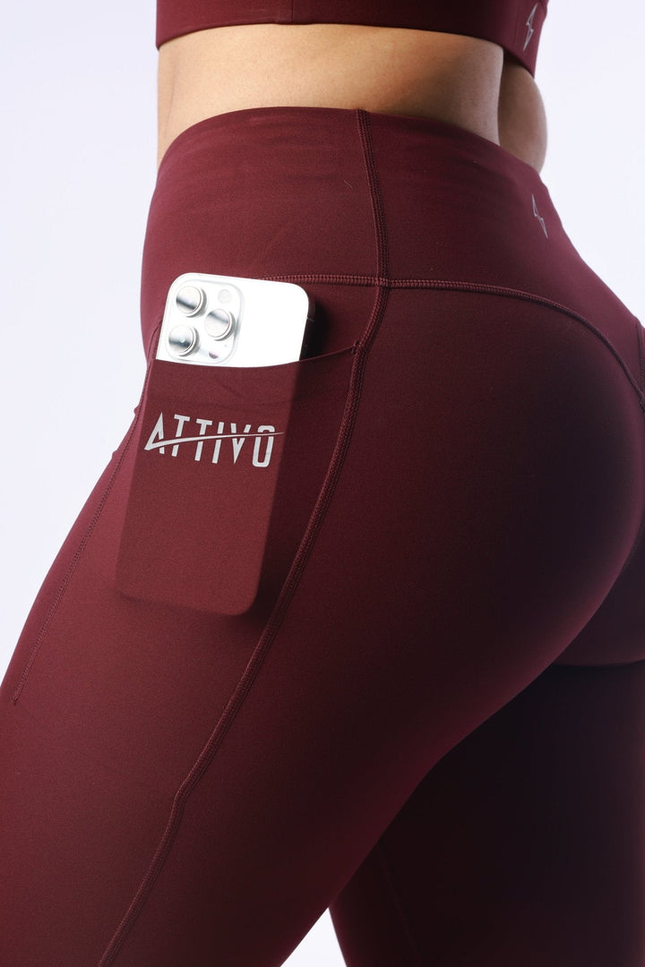 Athletic Women's Leggings With Pockets In Wine Tasting - attivousa Free Shipping over $75 Womens Activewear Attivo