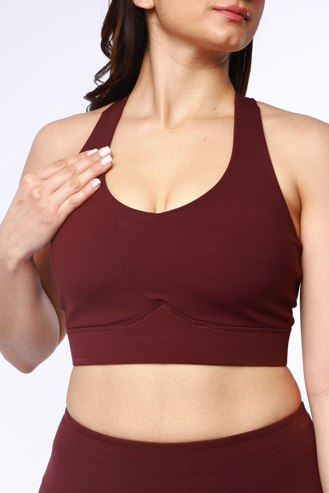 Athletic Women's V Racer Back Bra In Winetasting - attivousa Free Shipping over $75 Womens Activewear Attivo