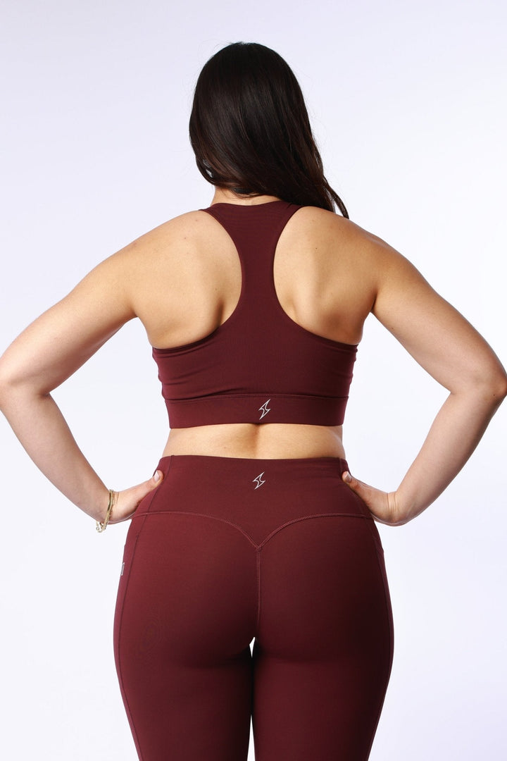 Athletic Women's V Racer Back Bra In Winetasting - attivousa Free Shipping over $75 Womens Activewear Attivo