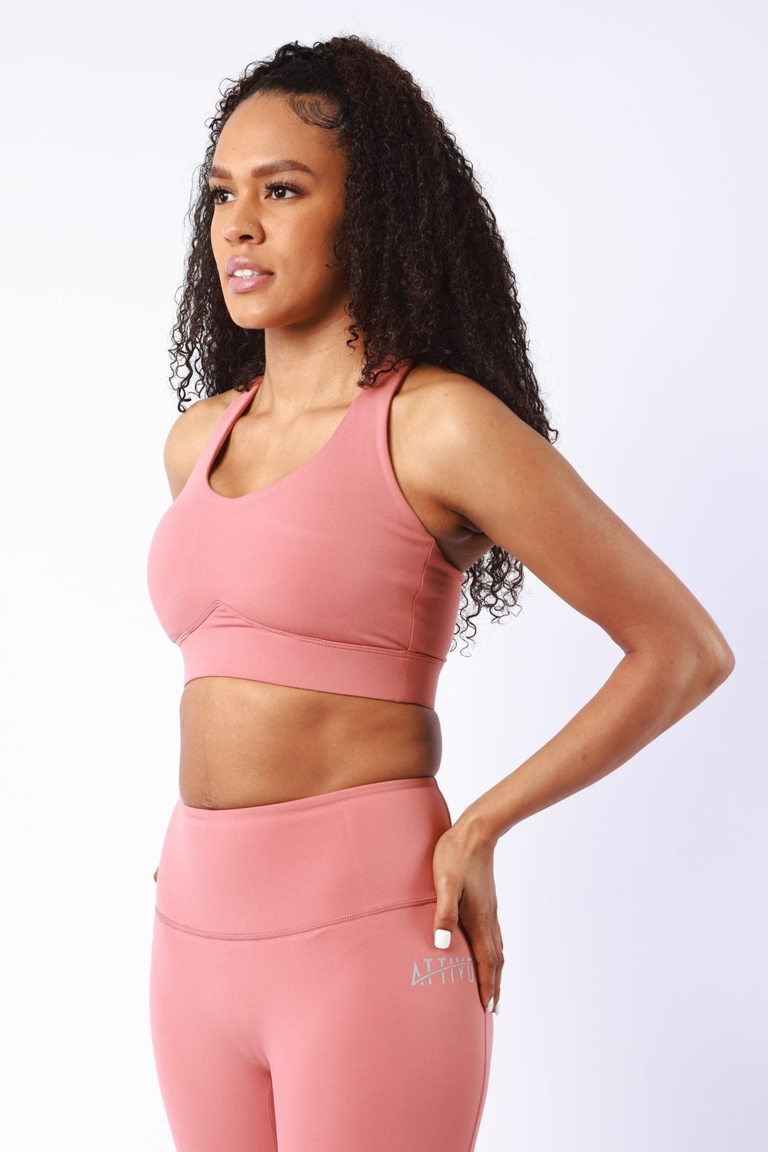 Athletic Women's V Racer Back Bra In Withered Rose - attivousa Free Shipping over $75 Womens Activewear Attivo