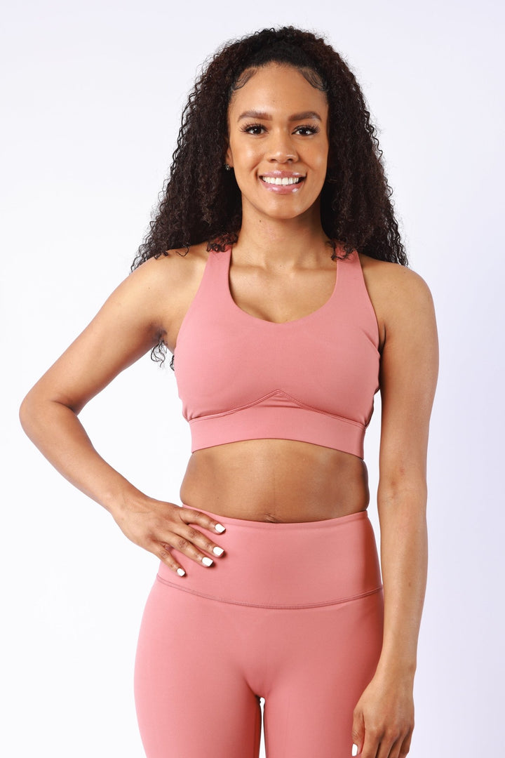 Athletic Women's V Racer Back Bra In Withered Rose - attivousa Free Shipping over $75 Womens Activewear Attivo